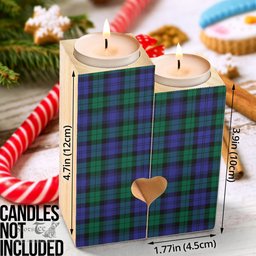 ScotsTee Shop Scottish Blackwatch Modern Clan Tartan Wooden Candle Holder