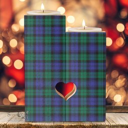 ScotsTee Shop Scottish Blackwatch Modern Clan Tartan Wooden Candle Holder