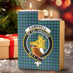 ScotsTee Shop Scottish Campof Cawdor Ancient Clan Crest Tartan Wooden Candle Holder