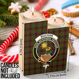 ScotsTee Shop Scottish Buchan Modern Clan Crest Tartan Wooden Candle Holder