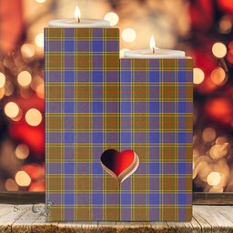 ScotsTee Shop Scottish Balfour Modern Clan Tartan Wooden Candle Holder