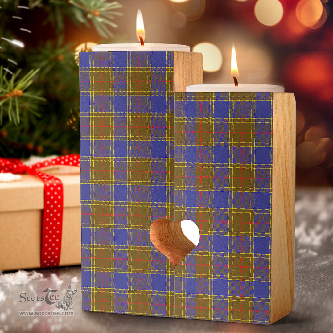 ScotsTee Shop Scottish Balfour Modern Clan Tartan Wooden Candle Holder