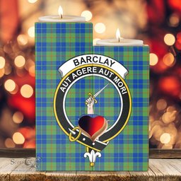 ScotsTee Shop Scottish Barclay Hunting Ancient Clan Crest Tartan Wooden Candle Holder