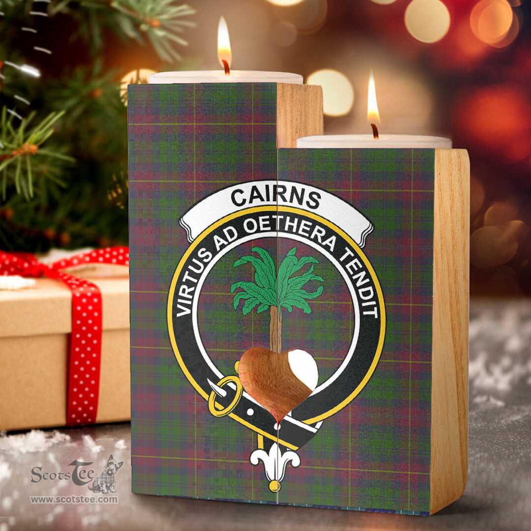 ScotsTee Shop Scottish Cairns Clan Crest Tartan Wooden Candle Holder
