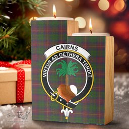 ScotsTee Shop Scottish Cairns Clan Crest Tartan Wooden Candle Holder