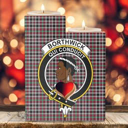 ScotsTee Shop Scottish Borthwick Ancient Clan Crest Tartan Wooden Candle Holder