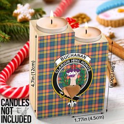 ScotsTee Shop Scottish Buchanan Ancient Clan Crest Tartan Wooden Candle Holder