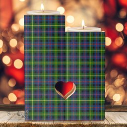 ScotsTee Shop Scottish Farquharson Modern Clan Tartan Wooden Candle Holder
