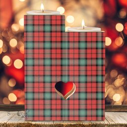 ScotsTee Shop Scottish Kerr Ancient Clan Tartan Wooden Candle Holder
