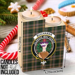 ScotsTee Shop Scottish Buchanan Hunting Clan Crest Tartan Wooden Candle Holder