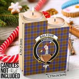 ScotsTee Shop Scottish Balfour Modern Clan Crest Tartan Wooden Candle Holder