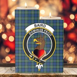 ScotsTee Shop Scottish Baird Ancient Clan Crest Tartan Wooden Candle Holder