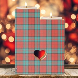 ScotsTee Shop Scottish Dunbar Ancient Clan Tartan Wooden Candle Holder