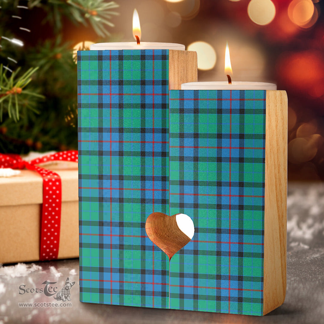 ScotsTee Shop Scottish Flower Of Scotland Clan Tartan Wooden Candle Holder