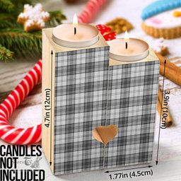 ScotsTee Shop Scottish Douglas Grey Modern Clan Tartan Wooden Candle Holder