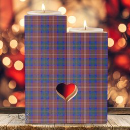 ScotsTee Shop Scottish Chisholm Hunting Modern Clan Tartan Wooden Candle Holder