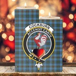 ScotsTee Shop Scottish Cockburn Modern Clan Crest Tartan Wooden Candle Holder
