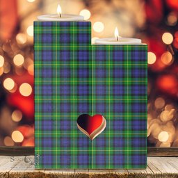 ScotsTee Shop Scottish Gordon Modern Clan Tartan Wooden Candle Holder