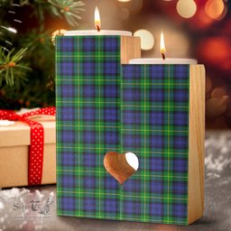 ScotsTee Shop Scottish Gordon Modern Clan Tartan Wooden Candle Holder