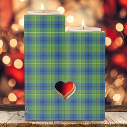 ScotsTee Shop Scottish Johnston Ancient Clan Tartan Wooden Candle Holder