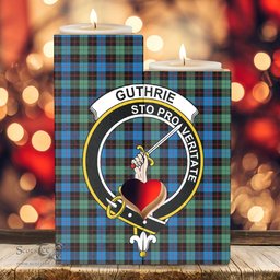 ScotsTee Shop Scottish Guthrie Ancient Clan Crest Tartan Wooden Candle Holder