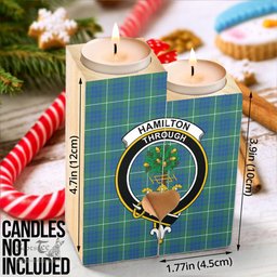 ScotsTee Shop Scottish Hamilton Hunting Ancient Clan Crest Tartan Wooden Candle Holder