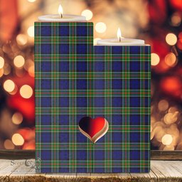 ScotsTee Shop Scottish Colquhoun Modern Clan Tartan Wooden Candle Holder