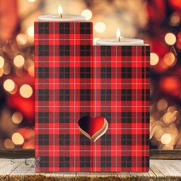 ScotsTee Shop Scottish Cunningham Modern Clan Tartan Wooden Candle Holder