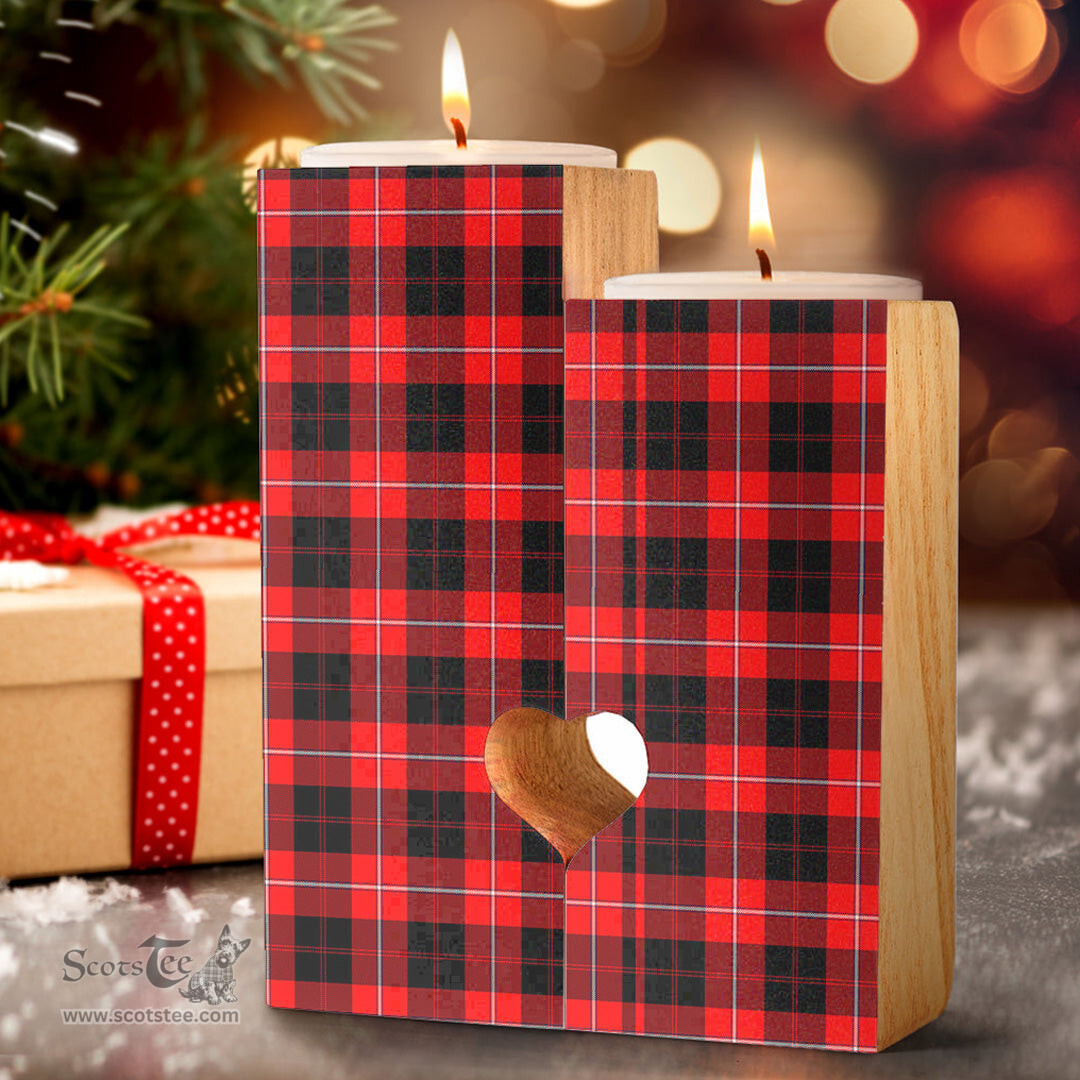 ScotsTee Shop Scottish Cunningham Modern Clan Tartan Wooden Candle Holder
