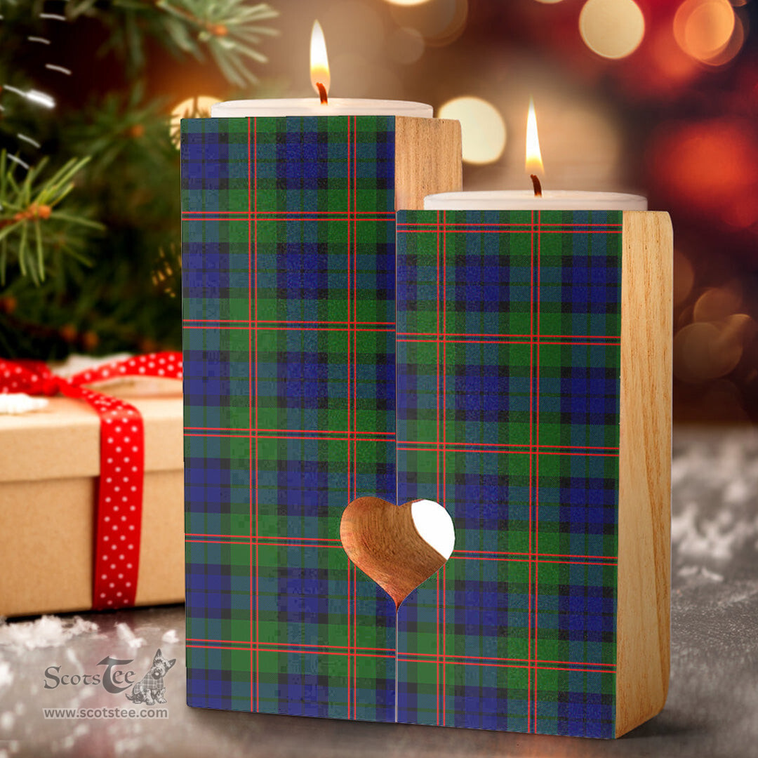 ScotsTee Shop Scottish Dundas Modern 02 Clan Tartan Wooden Candle Holder