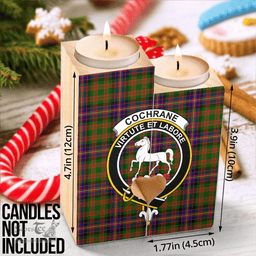 ScotsTee Shop Scottish Cochrane Modern Clan Crest Tartan Wooden Candle Holder