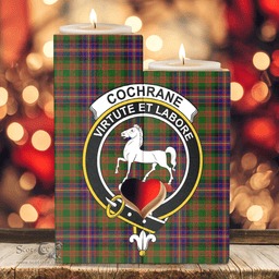 ScotsTee Shop Scottish Cochrane Modern Clan Crest Tartan Wooden Candle Holder