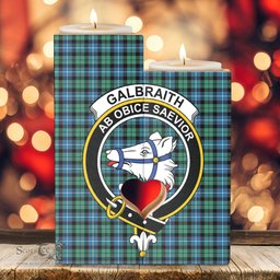 ScotsTee Shop Scottish Galbraith Ancient Clan Crest Tartan Wooden Candle Holder