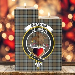 ScotsTee Shop Scottish Graham of Menteith Weathered Clan Crest Tartan Wooden Candle Holder