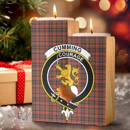 ScotsTee Shop Scottish Cumming Hunting Weathered Clan Crest Tartan Wooden Candle Holder