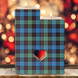 ScotsTee Shop Scottish Guthrie Ancient Clan Tartan Wooden Candle Holder