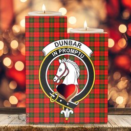 ScotsTee Shop Scottish Dunbar Modern Clan Crest Tartan Wooden Candle Holder