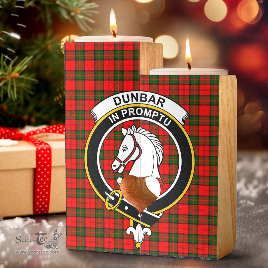 ScotsTee Shop Scottish Dunbar Modern Clan Crest Tartan Wooden Candle Holder