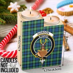ScotsTee Shop Scottish Gordon Ancient Clan Crest Tartan Wooden Candle Holder