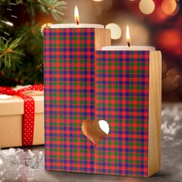 ScotsTee Shop Scottish Gow Modern Clan Tartan Wooden Candle Holder