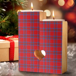 ScotsTee Shop Scottish Inverness District Clan Tartan Wooden Candle Holder