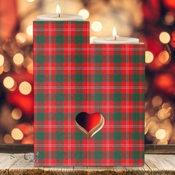 ScotsTee Shop Scottish Chisholm Modern Clan Tartan Wooden Candle Holder