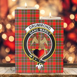 ScotsTee Shop Scottish Drummond of Perth Clan Crest Tartan Wooden Candle Holder