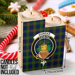 ScotsTee Shop Scottish Dundas Modern 02 Clan Crest Tartan Wooden Candle Holder