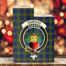 ScotsTee Shop Scottish Dundas Modern 02 Clan Crest Tartan Wooden Candle Holder