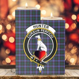 ScotsTee Shop Scottish Hunter Modern Clan Crest Tartan Wooden Candle Holder
