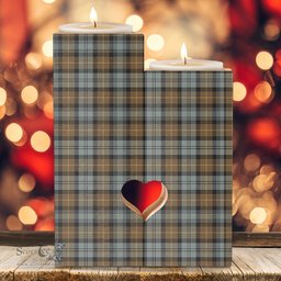 ScotsTee Shop Scottish Gordon Weathered Clan Tartan Wooden Candle Holder