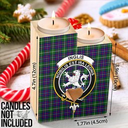 ScotsTee Shop Scottish Inglis Modern Clan Crest Tartan Wooden Candle Holder