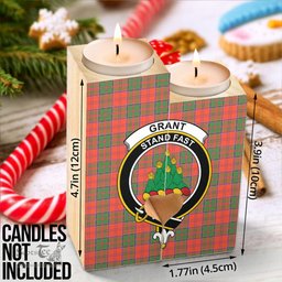 ScotsTee Shop Scottish Grant Ancient Clan Crest Tartan Wooden Candle Holder