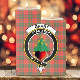 ScotsTee Shop Scottish Grant Ancient Clan Crest Tartan Wooden Candle Holder